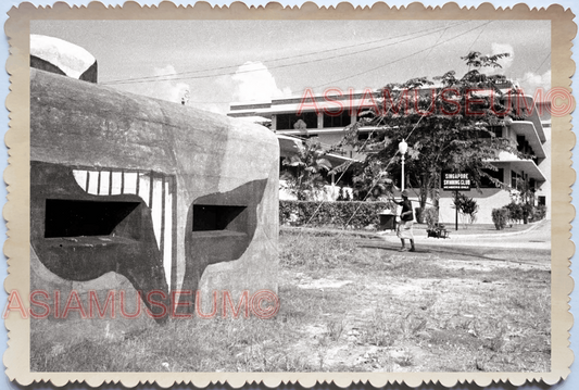 WW2 Roadside Air Raid Shelter Bunker Street Scene Market Singapore Photo 27493