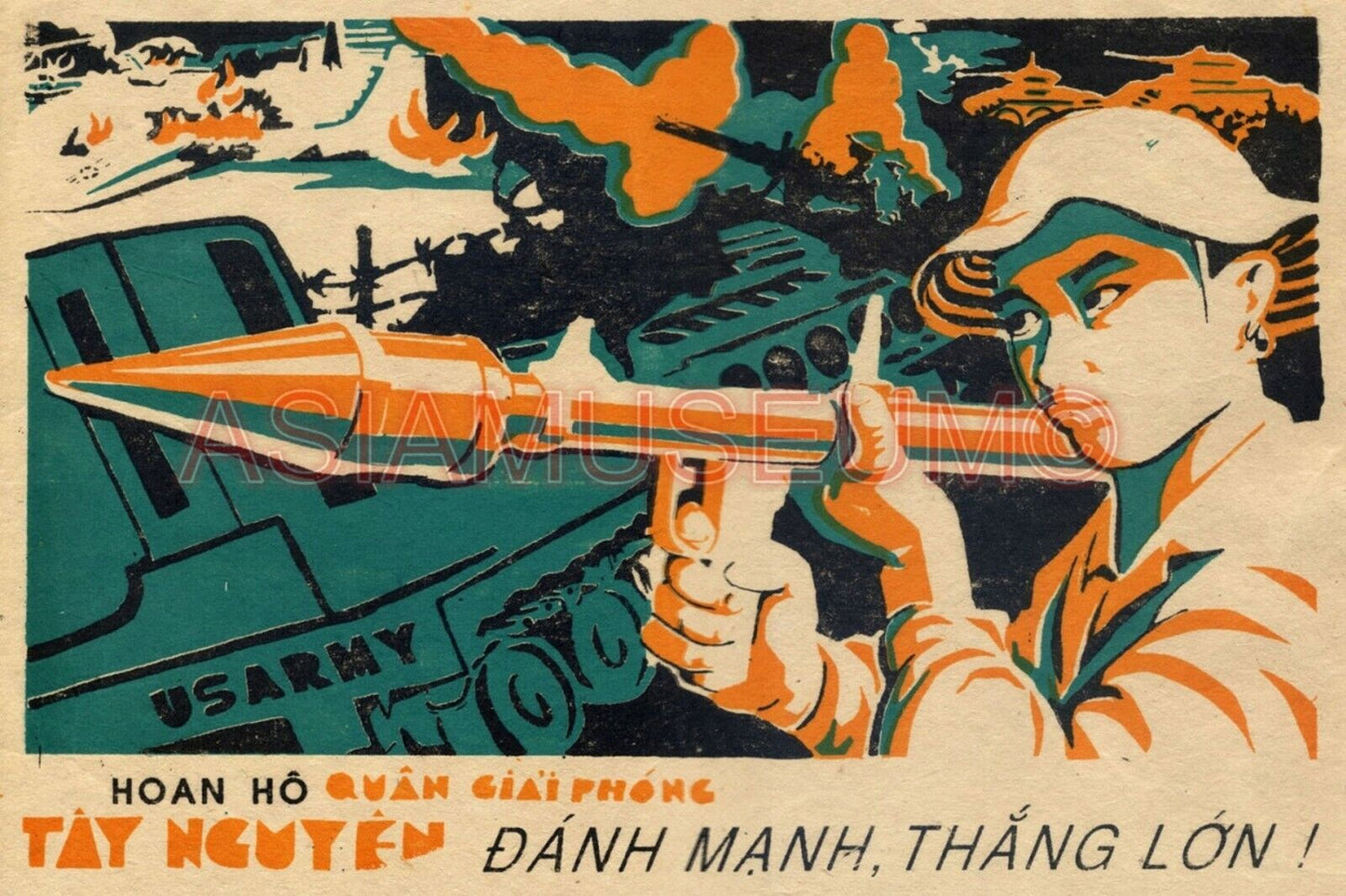 1941 WW2 USA AMERICA VIETNAM WAR GUNS VIETCONG TANK BATTLE PROPAGANDA Postcard