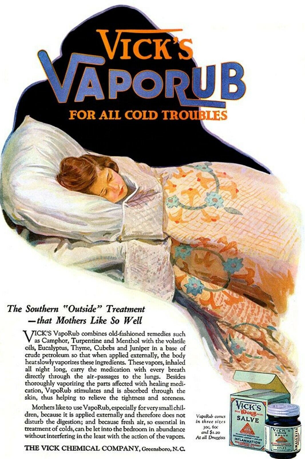 1950s 60s Vick's Vaporub Children Cold Advertisement Girl Vintage Postcard #42