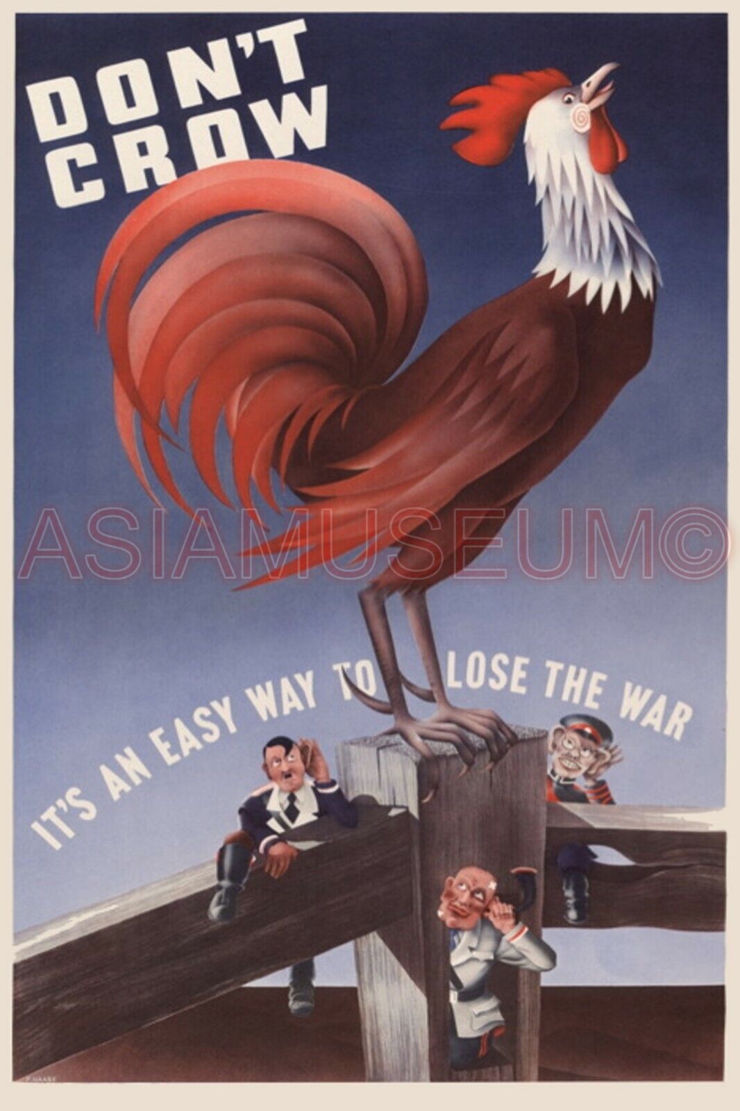 1943 WWii USA COMIC CARTOON ALLIES FUNNY JAPAN TOJO COCK WAR PROPAGANDA Postcard