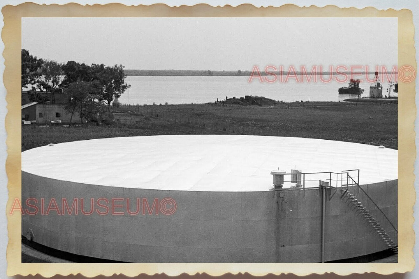 50s Vietnam Indochina Saigon Ho Chi Minh Silo Food Lake War Vintage Photo #555