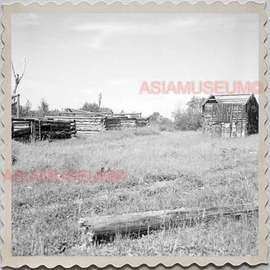 50s LITTLE MARAIS LAKE SUPERIOR COUNTY MINNESOTA LOG FACTORY OLD USA Photo 12402