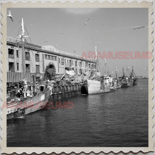 50s BOSTON MASSACHUSETTS NEW ENGLAND HARBOR SHIP BOAT OLD VINTAGE USA Photo 9525