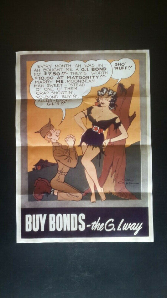 1943 WW2 USA AMERICA GI JOE WAR WOMEN SEXY LADY CARTOON COMIC  PROPAGANDA POSTER