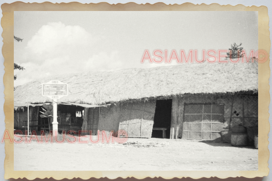 40s WW2 Vietnam HANOI HOUSE MILITARY CAMP VILLAGE SIGN OLD Vintage Photo 23853