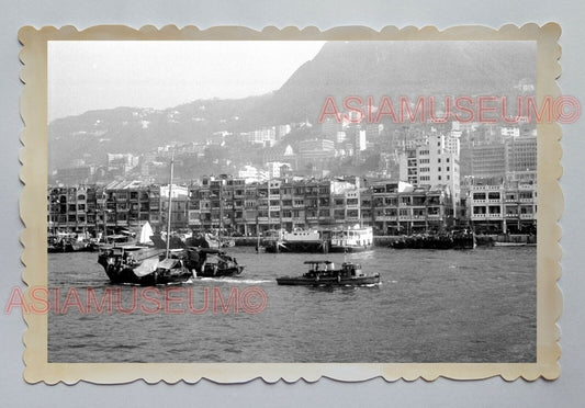 WATERFRONT WAN CHAI CAUSEWAY BAY HARBOR B&W VINTAGE HONG KONG Photo 26683 香港旧照片