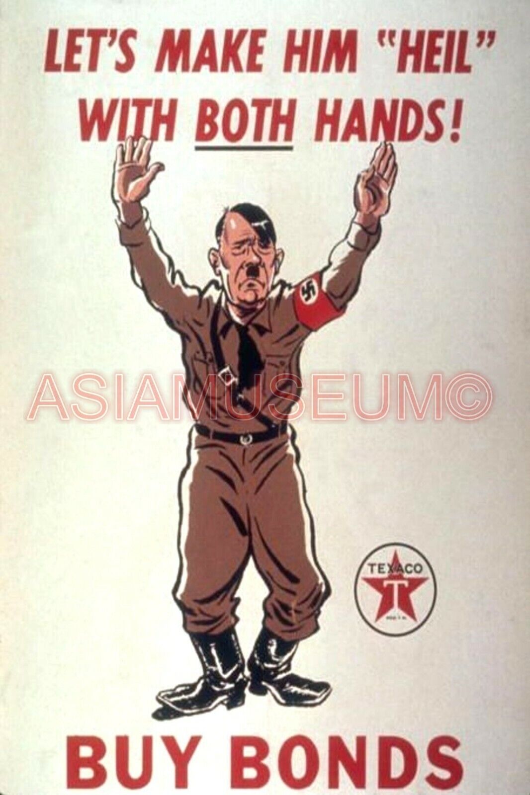 1943 WWii USA AMERICA TEXACO OIL COMPANY CARICATURE WAR BOND PROPAGANDA Postcard