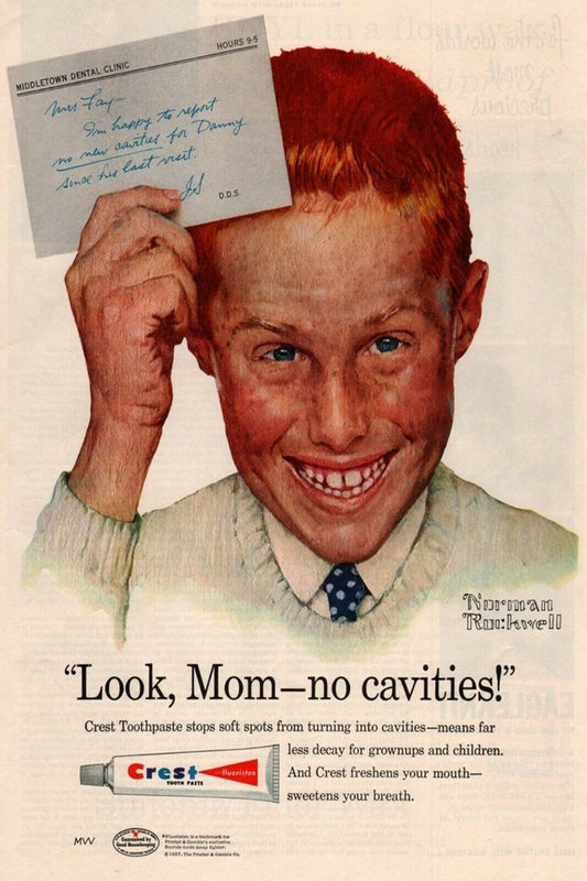 1950s Young Boy Crest Toothpaste Cavities Dental Sweets ads Vintage Postcard #69