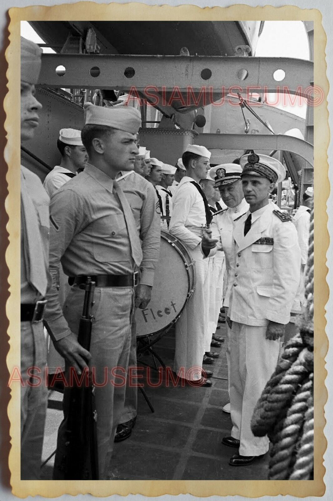 50s Vietnam SAIGON CRUISE WARSHIP FRANCE NAVY CRUISE SAILOR Vintage Photo #823