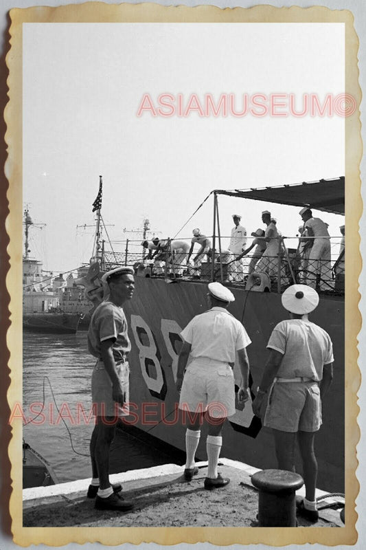 40s Vietnam War SAIGON FRENCH FRANCE WARSHIP SAILOR NAVY SHIP Vintage Photo 1236