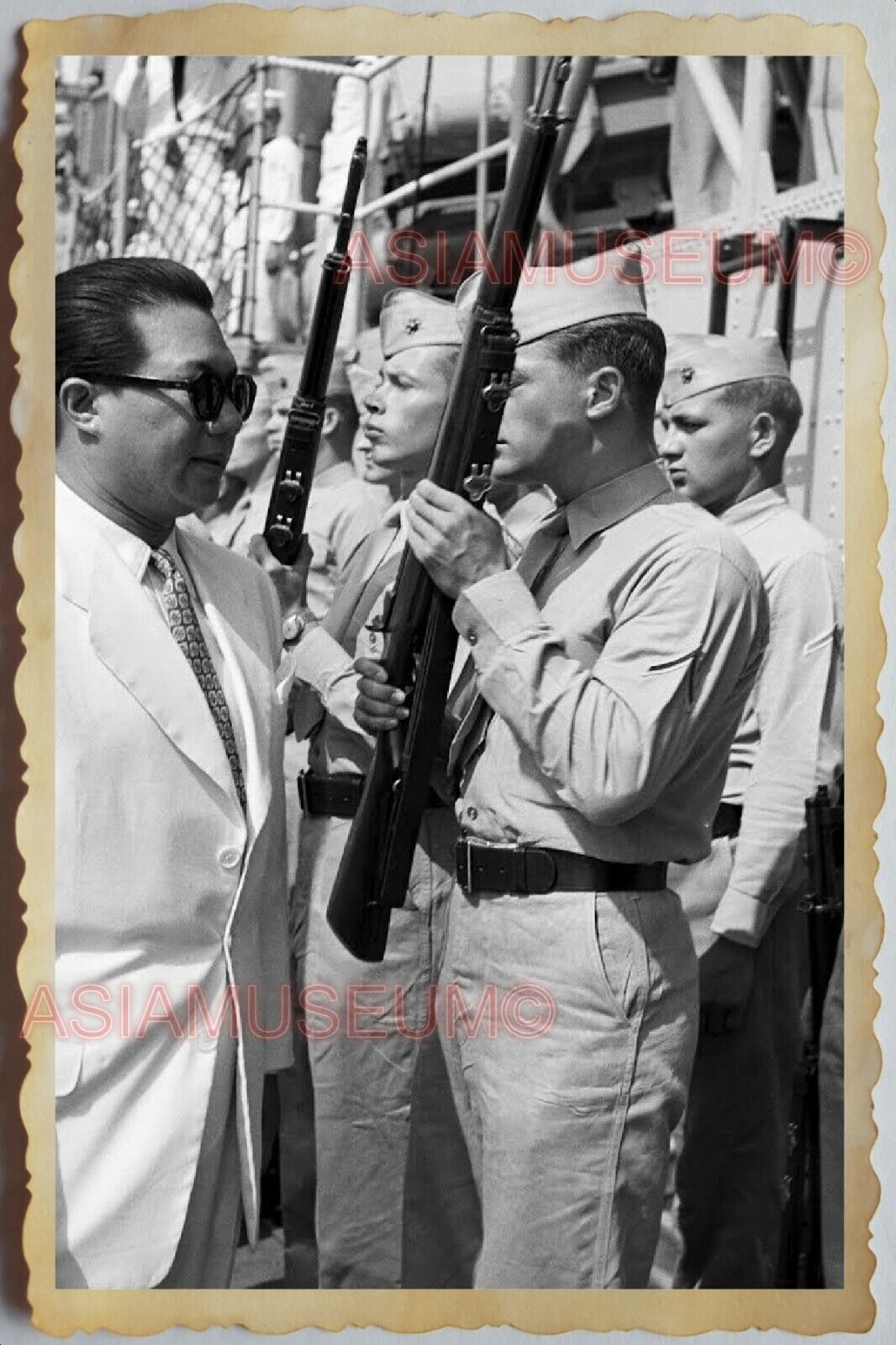 50s Vietnam SAIGON NAVY GENERAL FRENCH USA SALUTE BAO DAI WAR Vintage Photo 590