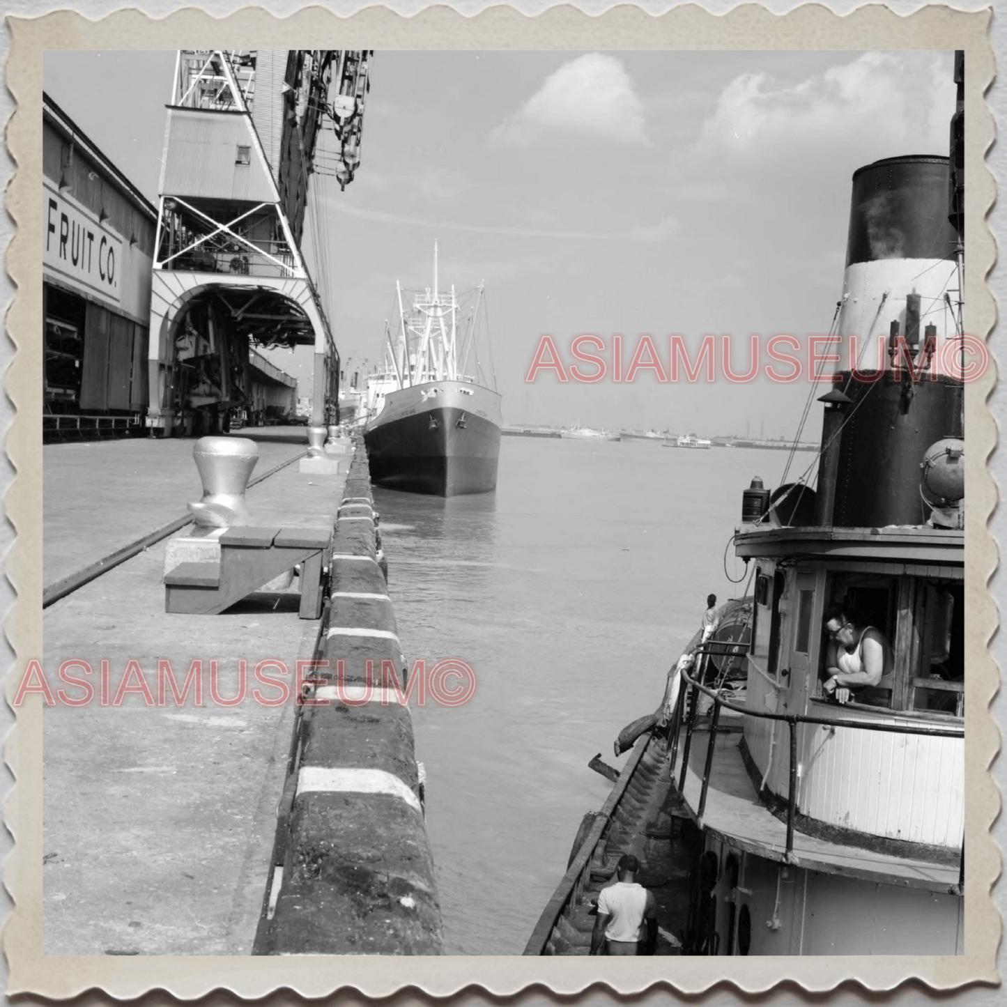 50s NEW ORLEANS LOUISIANA CITY MISSISSIPPI FREIGHT SHIP DOCK OLD USA Photo 9656