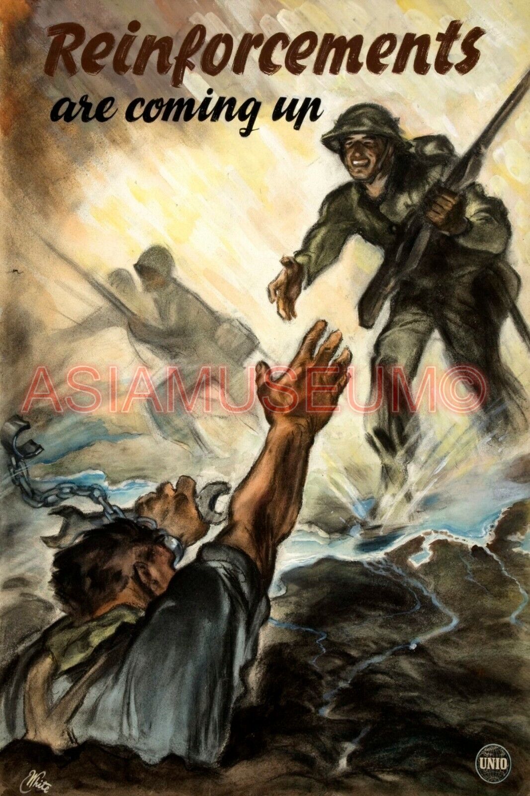 1941 WW2 USA AMERICA ARMY SOLDIER D-DAY NORMANDY WAR ART GUN PROPAGANDA Postcard