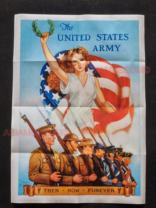 1940 WW2 USA AMERICA ARMY SOLDIER WOMEN LADY FREEDOM GUN RIFLE PROPAGANDA POSTER