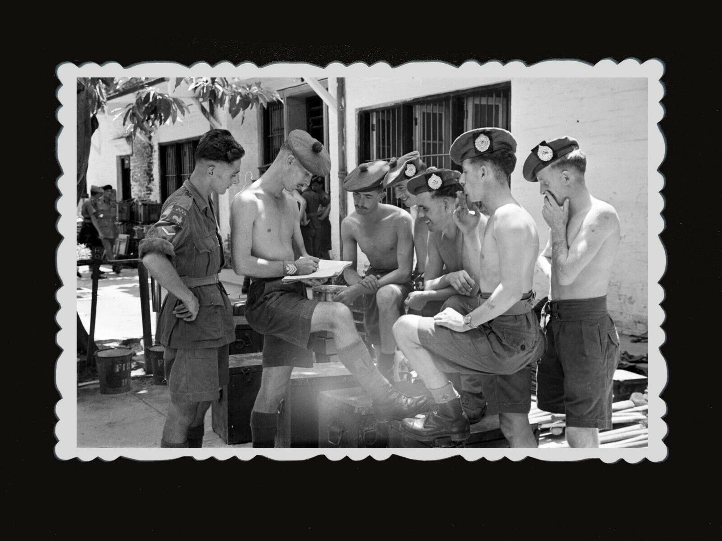 1950s Vintage Hong Kong Photo B&W Soldier British India Army War Training #485