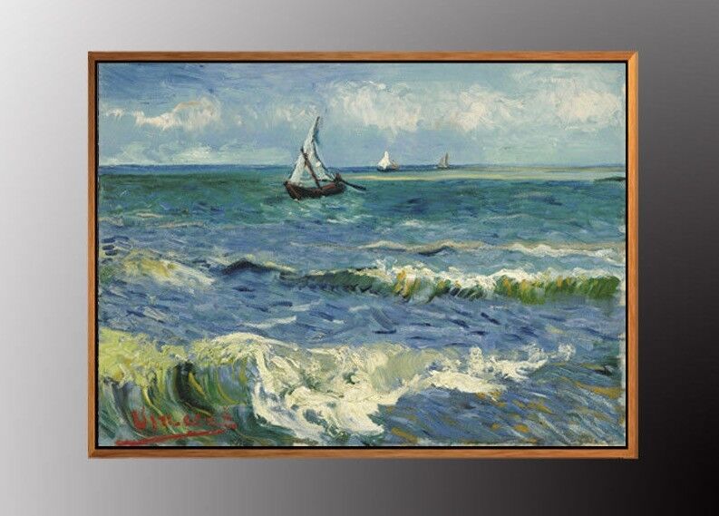 VAN GOGH The Sea Les Saintes-Maries-de-la-Mer Canvas Prin vintage Gold FRAME