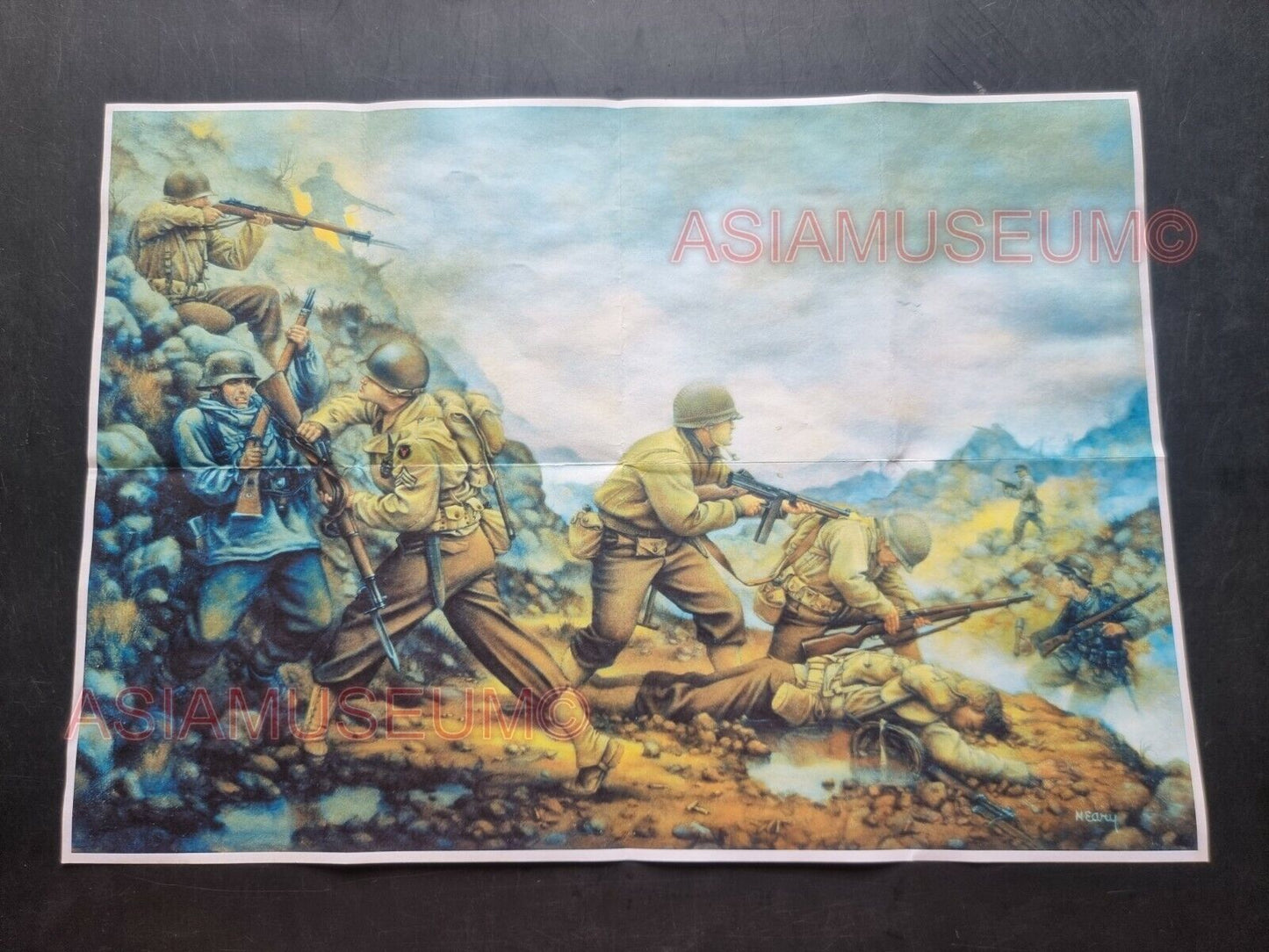 1941 WW2 USA AMERICA PACIFIC ART ARMY WAR IWO JIMA GUADALCANAL PROPAGANDA POSTER