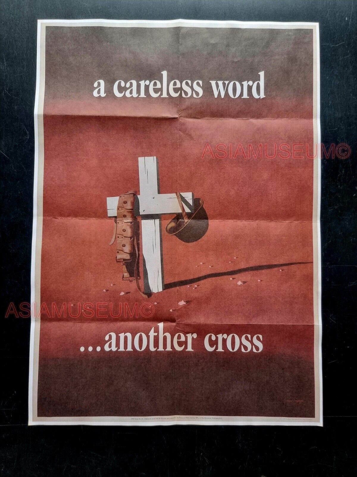 1942 WW2 USA CARELESS WORD ANOTHER CROSS COST LIVE AMERICA PROPAGANDA POSTER 517