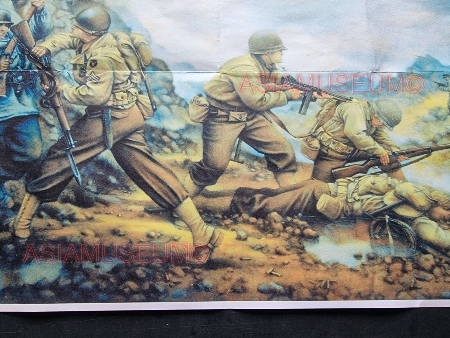 1941 WW2 USA AMERICA PACIFIC ART ARMY WAR IWO JIMA GUADALCANAL PROPAGANDA POSTER