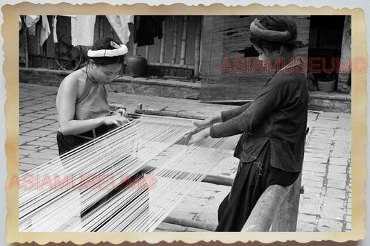 50s Vietnam War Tribe Indochina Women Lady Girl Sewing Village Vintage Photo 615