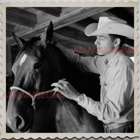 50s AUGUSTA KRONE RANCH COWBOY MAN HORSE BAR VINTAGE OLD USA AMERICA Photo S9422