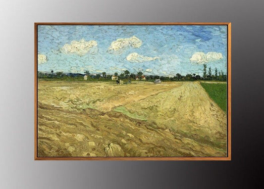 VAN GOGH Ploughed Field Oil Painting Canvas Art Print 50x70cm WITH Gold FRAMED