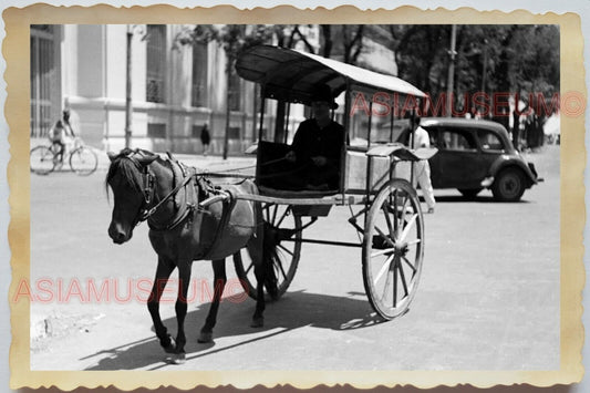 50s Vietnam SAIGON STREET SCENE HORSE CARRIAGE CHARIOT CAR Vintage Photo #1468