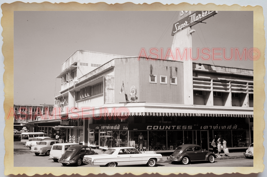 50s THAILAND BANGKOK Street Scene Supermarket Car Store Shop VINTAGE Photo 36746