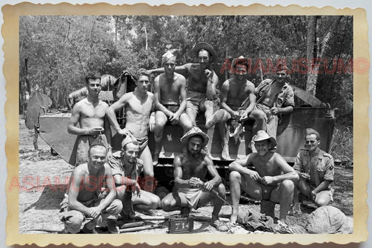 50s Indochina Vietnam Army Topless Man Soldier Group Gay War Vintage Photo 1231