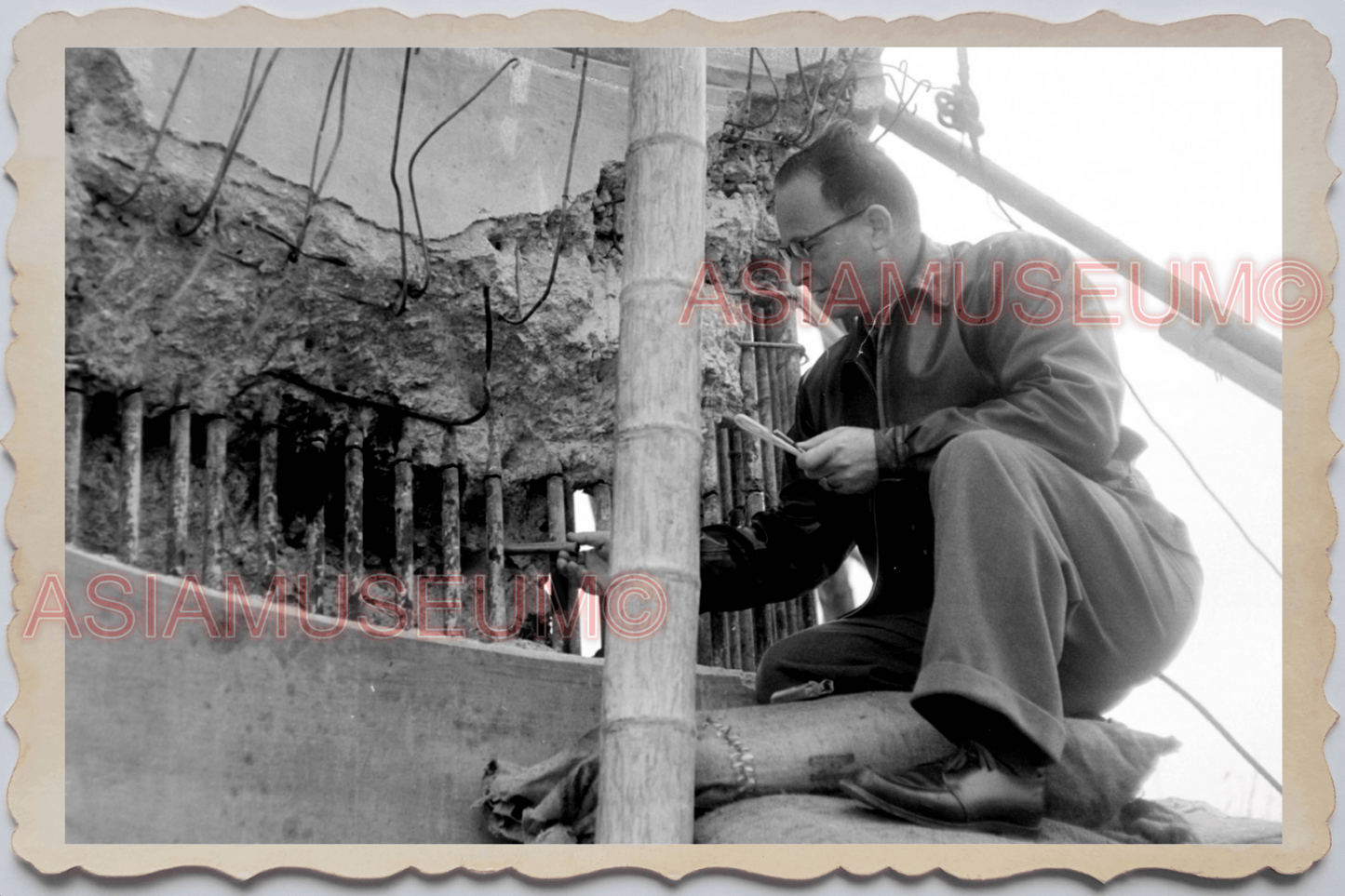 40's MACAU MACAO PORTUGUESE COLONY BUILDING OFFICER Vintage Photo 澳门旧照片 27203