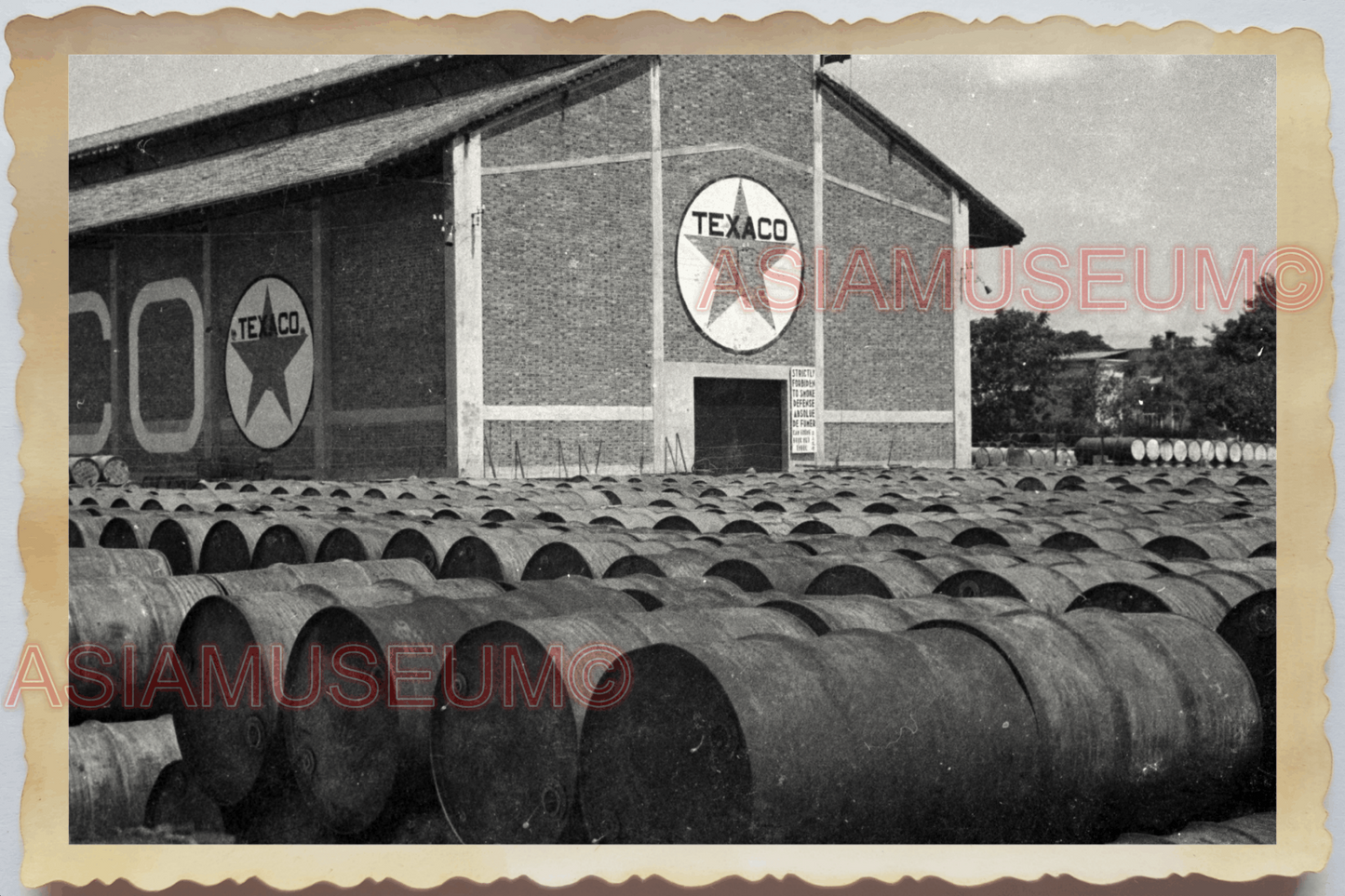 40s WW2 Vietnam INDOCHINA WAR AMERICA TEXACO GASOLINE PLANT Vintage Photo 24001