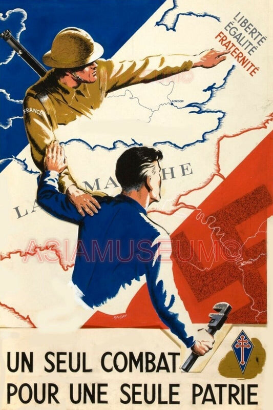 1942 WW2 USA AMERICA FRANCE LIBERTY EUROPE D-DAY ARM WAR MAP ARMY RIFLE Postcard