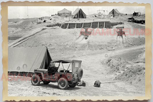 40s WW2 Vietnam MILITARY CAMP JEEP TUNEL TRENCHES BARRACK ii Vintage Photo 27370