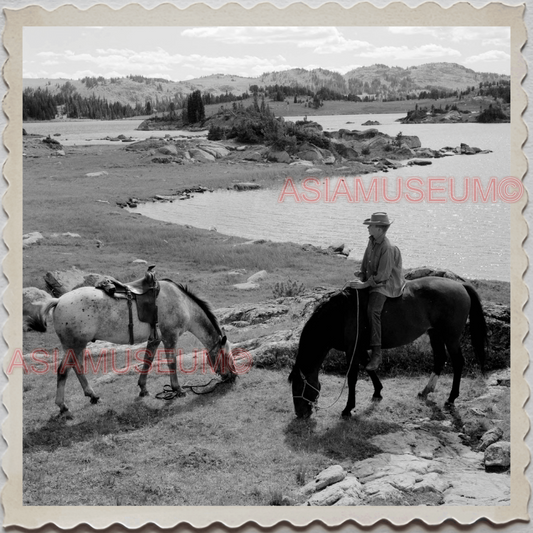 50s PARK COUNTY LIVINGSTON MONTANA YELLOWSTONE HORSE MAN VINTAGE USA Photo 10829