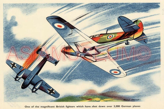 1941 WW2 AIR FORCE PILOT AIRCRAFT PLANE SKY BATTLE WAR FLAG PROPAGANDA Postcard