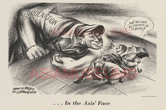 1945 WWii USA COMIC ALLIES CARICATURE FUNNY PENCIL DRAWING PROPAGANDA Postcard