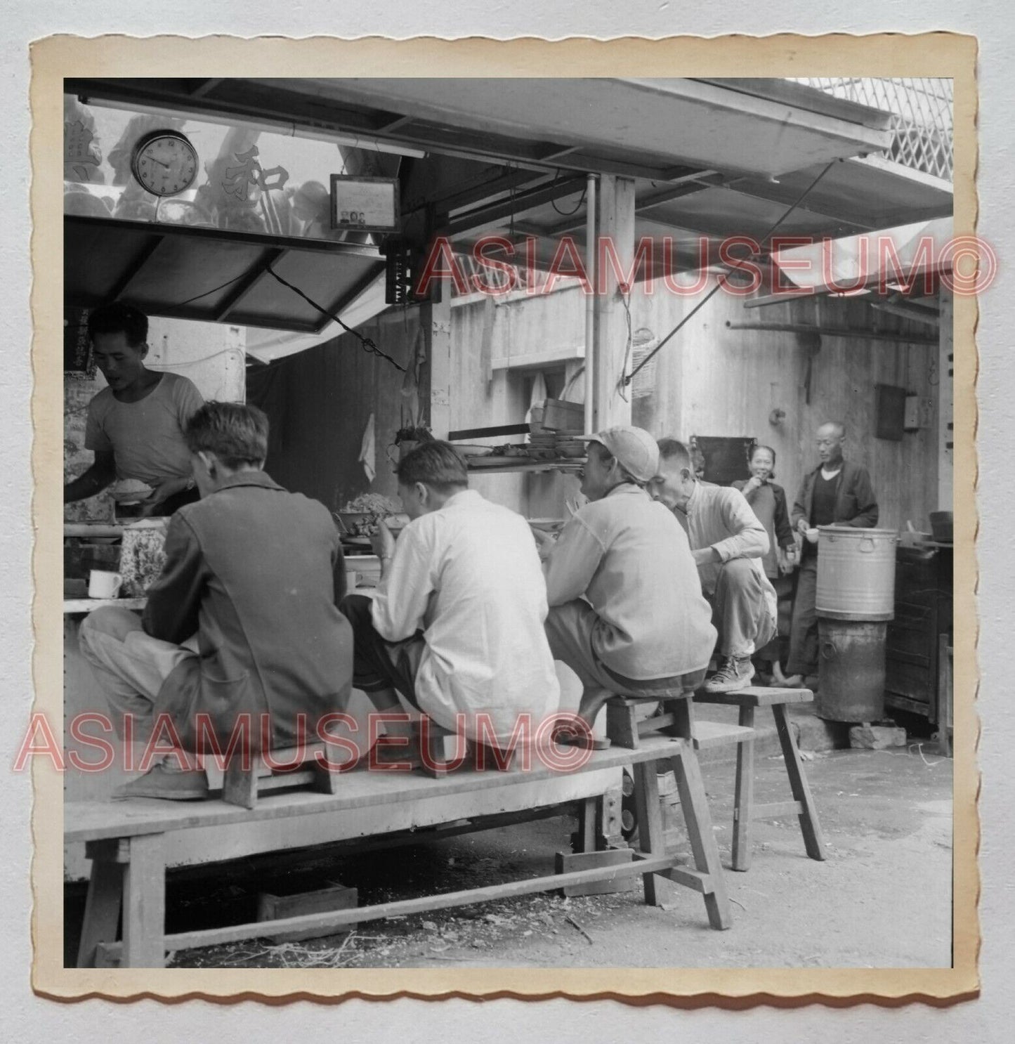 40's Street Food Stall Scene Meal Lunch Work Vintage Hong Kong Photo 香港旧照片 27424