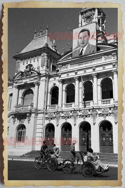 50s Vietnam SAIGON HO CHI MINH CITY HALL RICKSHAW BAO DAI WAR Vintage Photo #792