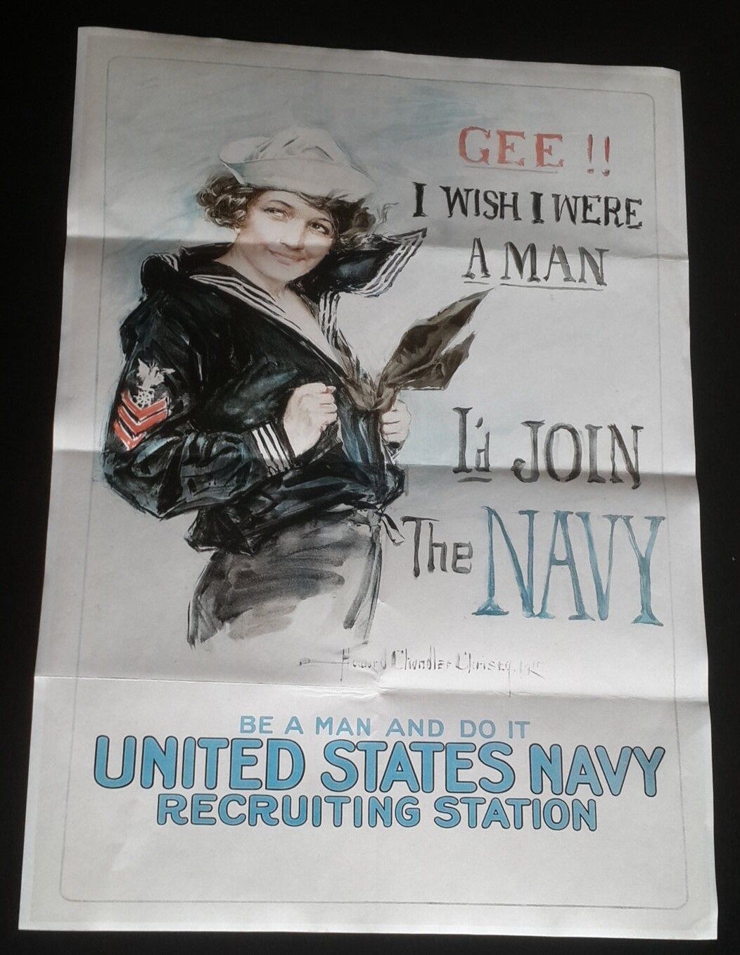 1942 WW2 USA AMERICA NAVY WOMEN LADY SEXY GIRL RECRUIT STATION PROPAGANDA POSTER