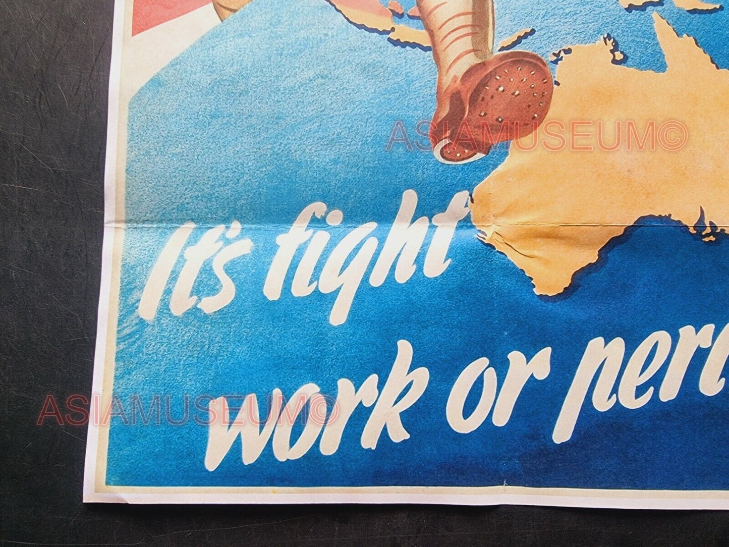 1943 WW2 AMERICA USA AUSTRALIA ASIA PACIFIC WAR FIGHT JAPAN  PROPAGANDA POSTER