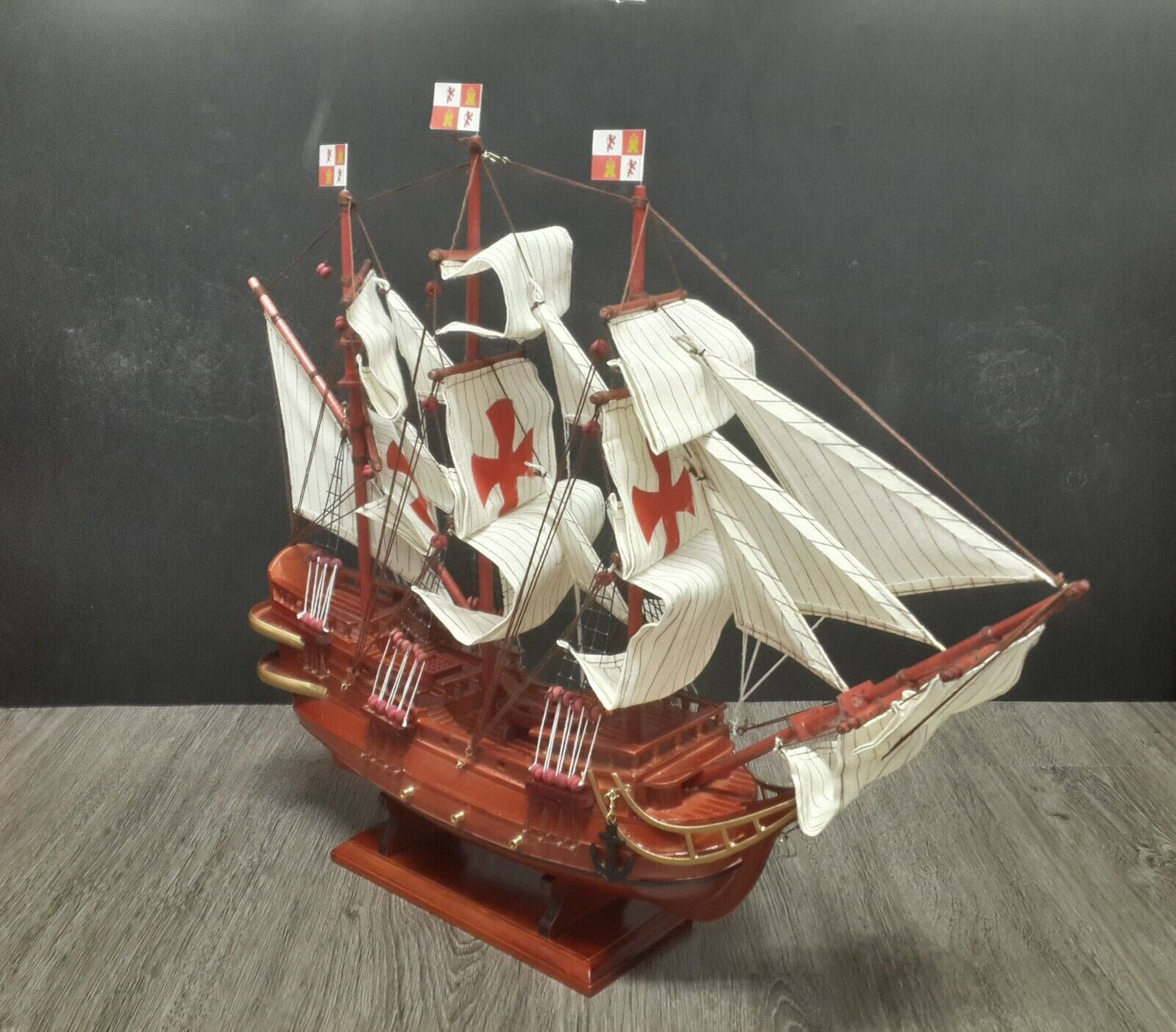 24" St Maria Christopher Columbus Wooden Spanish Pirate Wood Vintage Model Ship