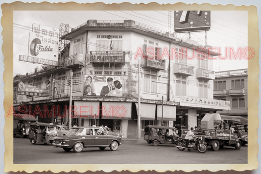 50s Thailand Bangkok Street Scene Car Truck Shop Building Vintage Photo #36634