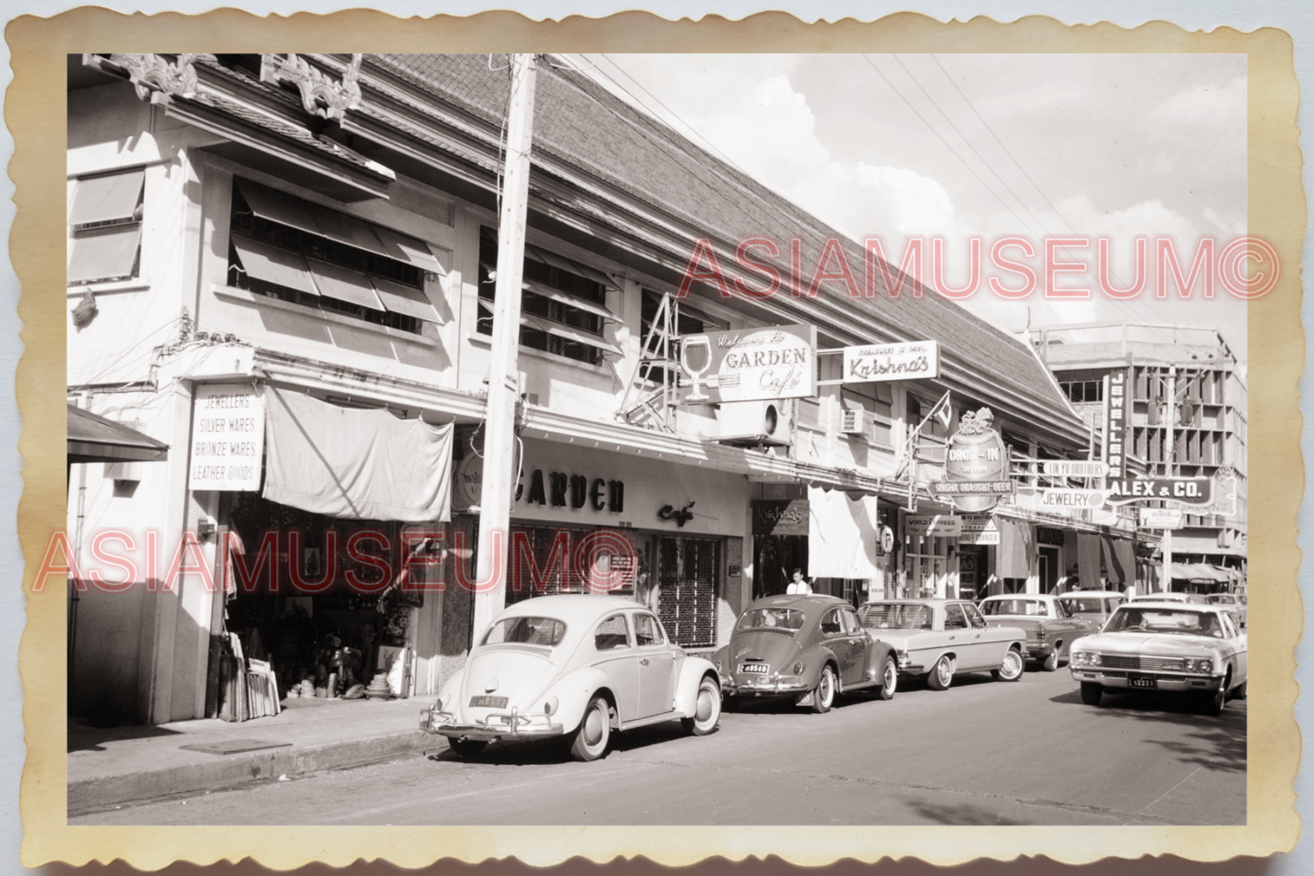 50s THAILAND BANGKOK STREET SCENE BAR CAR ROAD SHOP CAFE ADS VINTAGE Photo 36880