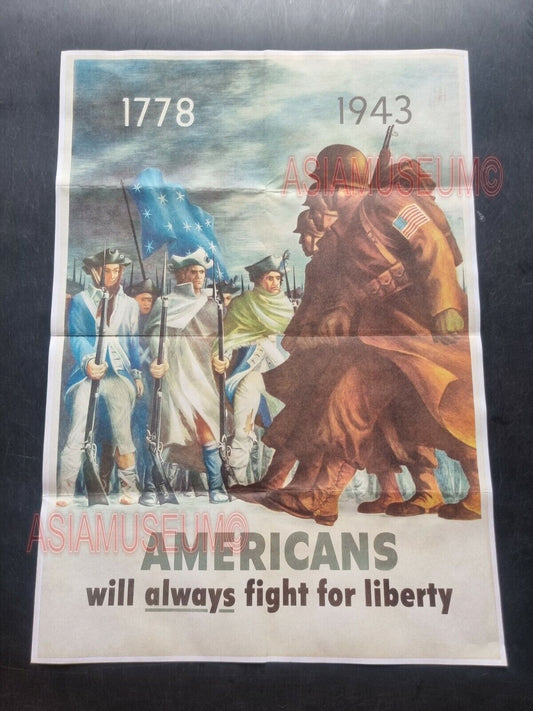 1941 WW2 USA AMERICA PACIFIC ART ARMY WAR IWO JIMA GUADALCANAL PROPAGANDA POSTER