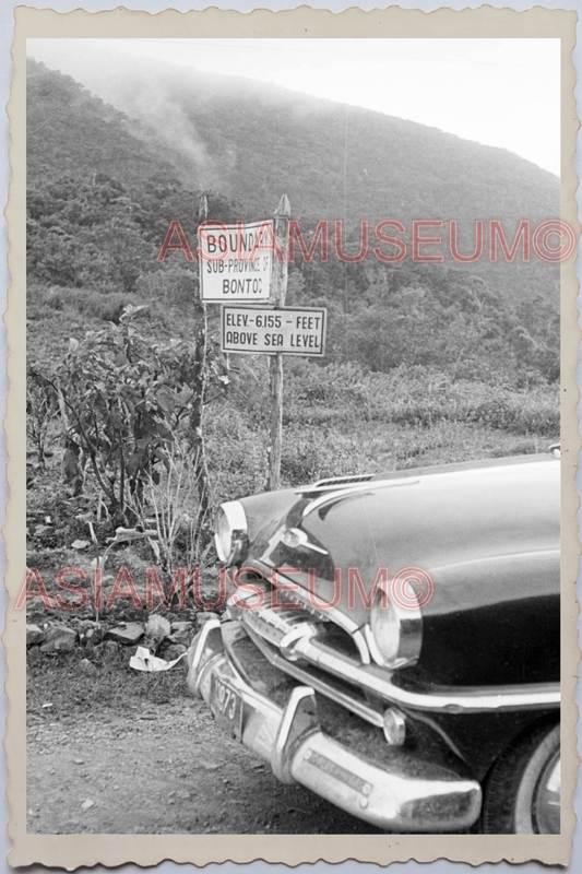 50s PHILIPPINES CLEARING ROCK ROAD SIGN GEOGRAPHY MARKER CAR Vintage Photo 24166