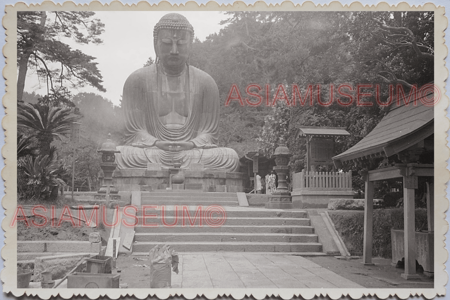 WW2 1950s JAPAN KAMAKURA Daibutsu GREAT BIG BUDDHA STATUE  Vintage Photo #7244