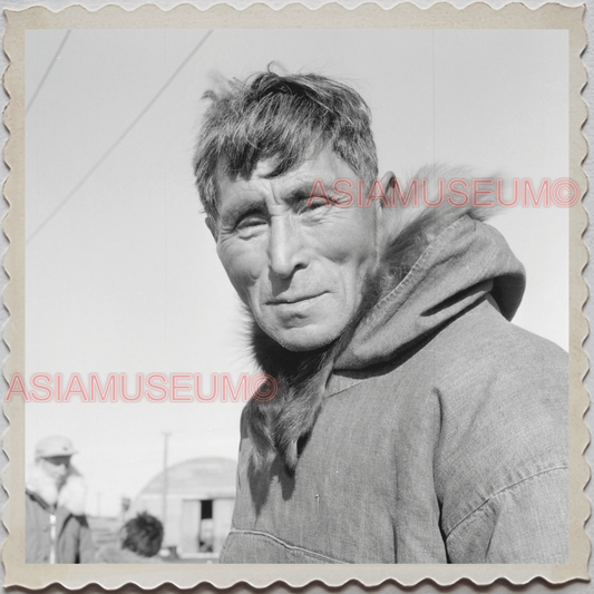 50s UTQIAGVIK NORTH SLOPE BARROW ALASKA ARCTIC MAN PORTRAIT OLD USA Photo 12117