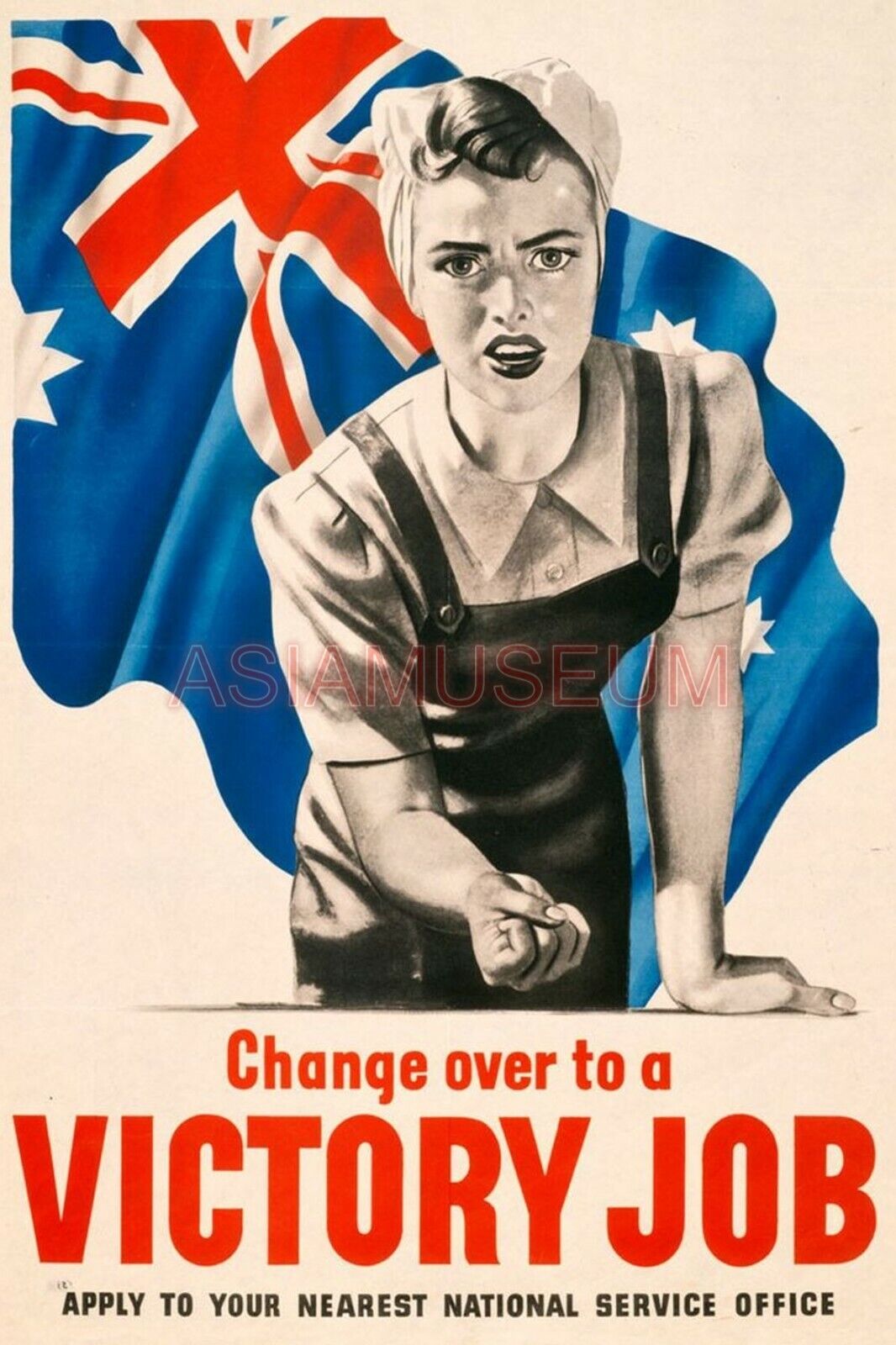 1941 WW2 AUSTRALIA NATIONAL SERVICE WOMEN LADY WAR FLAG ARMY SOLDIER ii Postcard