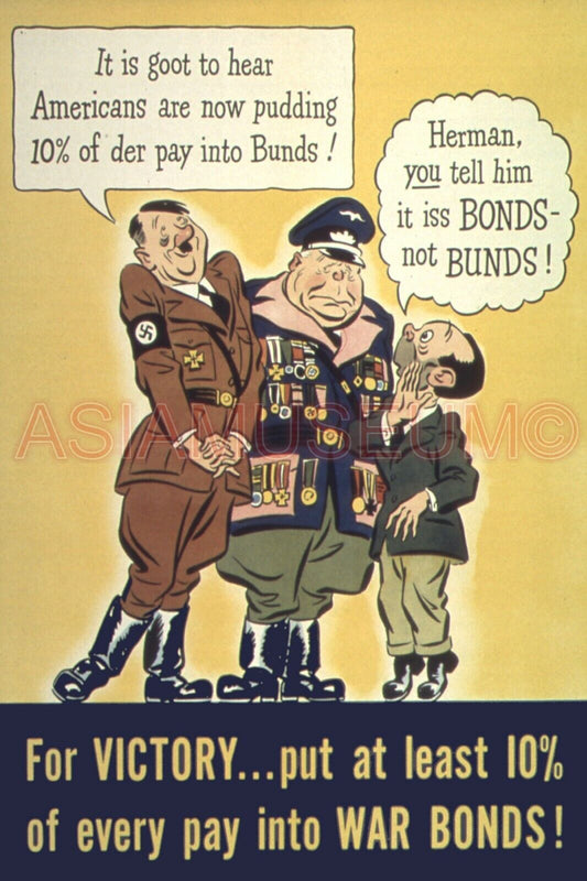 1945 WWii AMERICA CARTOON COMIC CARICATURE USA BUY WAR BONDS PROPAGANDA Postcard