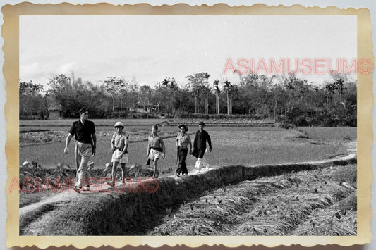 50s Vietnam SAIGON PADDY RICE FIELD FARMER FARM VILLAGE HUT Vintage Photo #1706